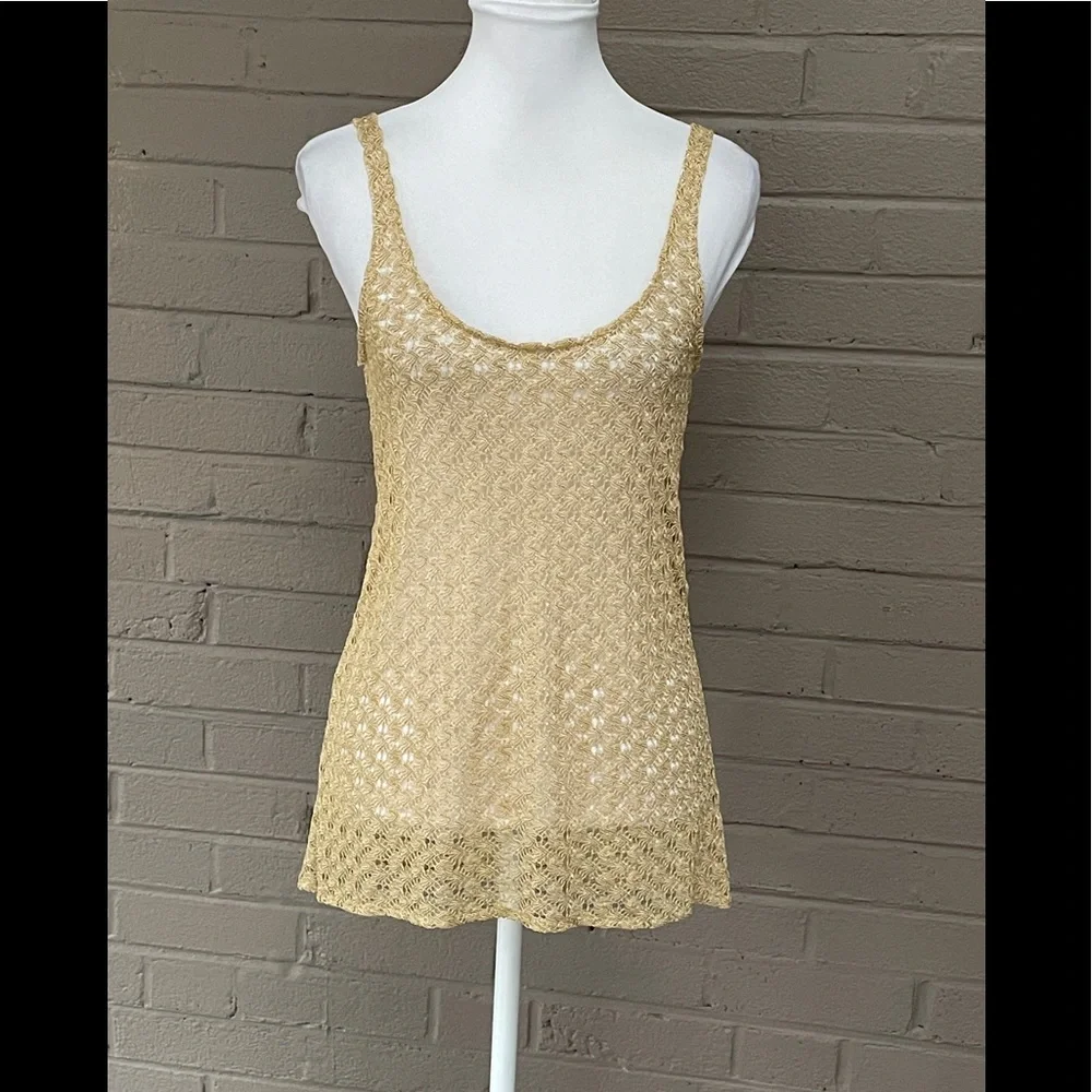 Anthropologie Papier-mâché gold spun tank top S